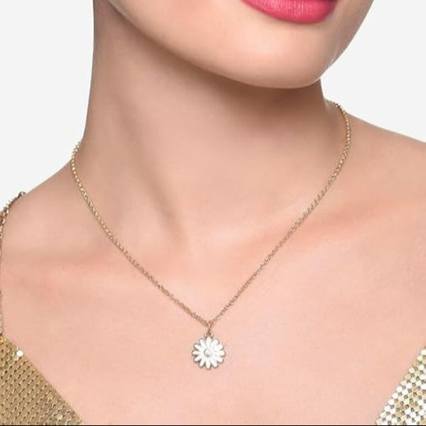 Dainty Daisy Flower Necklace | Rose Gold Enamel Charm Jewelry - LA Miraya