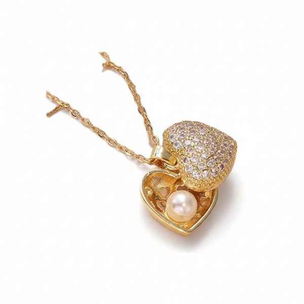 Dazzling Gold Heart Locket | Stylish Sentimental Cubic Zirconia Gift