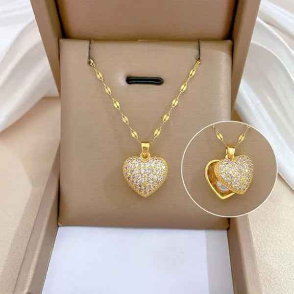 Dazzling Gold Heart Locket | Stylish Sentimental Cubic Zirconia Gift