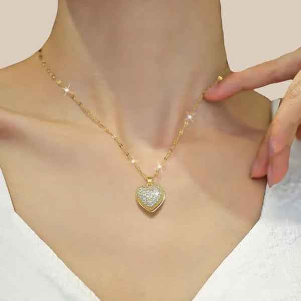 Dazzling Gold Heart Locket | Stylish Sentimental Cubic Zirconia Gift