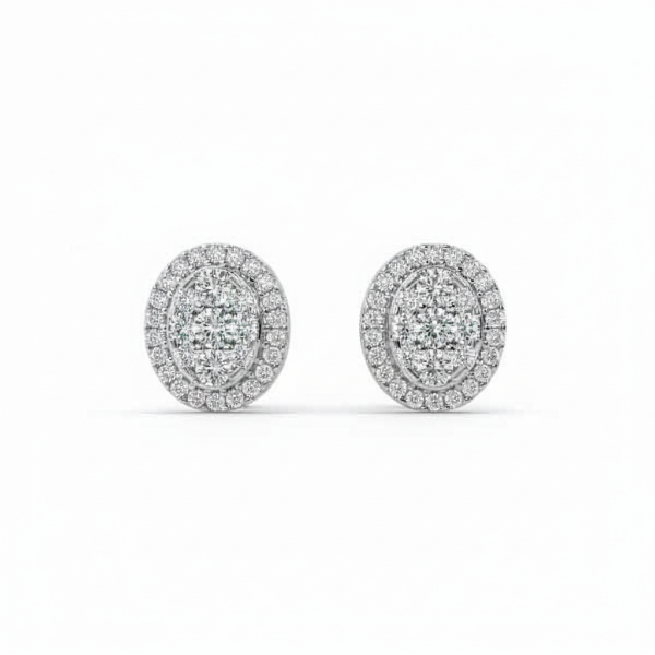 Sparkling Diamond Cluster Studs – Premium silver Plated Jewelry for Elegant Style