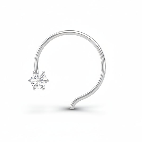 Diamond Nose Pin - Sparkling Silver Plated Stud Nose Pin for Women and Girls