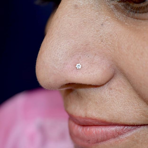 Diamond Nose Pin - Sparkling Silver Plated Stud Nose Pin for Women and Girls