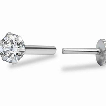 Diamond Silver Nose Pin - Sparkling Sterling Stud Nose Pin for Women