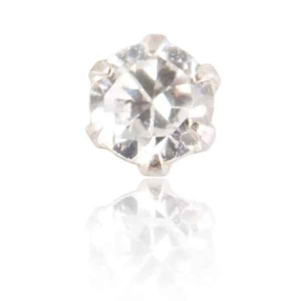 Diamond Silver Nose Pin - Sparkling Sterling Stud Nose Pin for Women