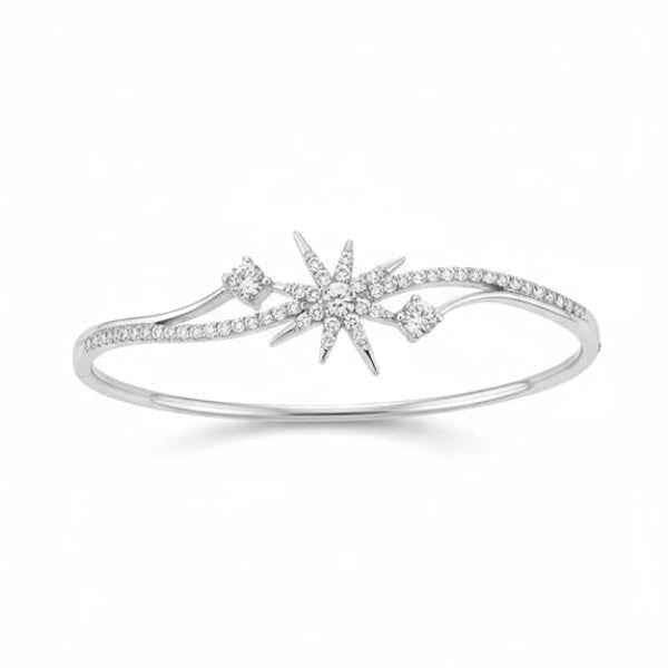 Diamond Star Bracelet - Silver North Star Bangle & Celestial Jewelry