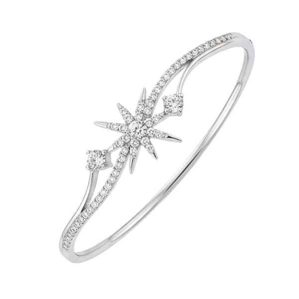 Diamond Star Bracelet - Silver North Star Bangle & Celestial Jewelry