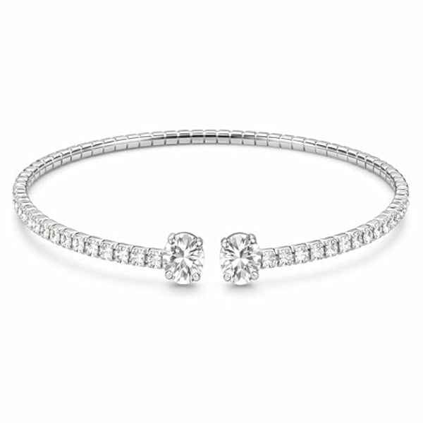 Diamond Tennis Bangle - Luxury Silver Cuff & Sparkly Crystal Bracelet