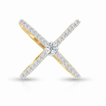 Diamond X Ring in Gold | Pave Crisscross Statement Jewelry
