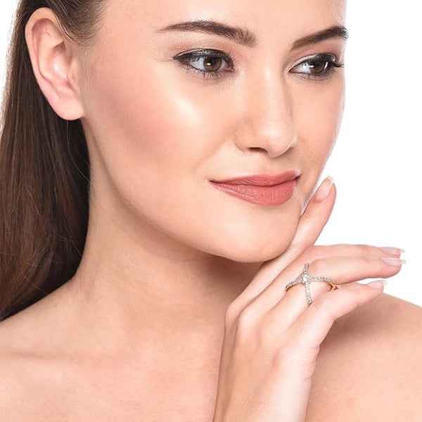 Diamond X Ring in Gold | Pave Crisscross Statement Jewelry
