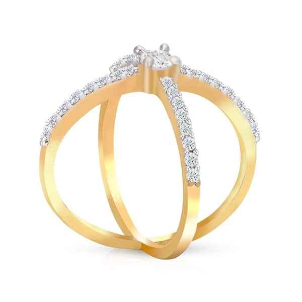Diamond X Ring in Gold | Pave Crisscross Statement Jewelry