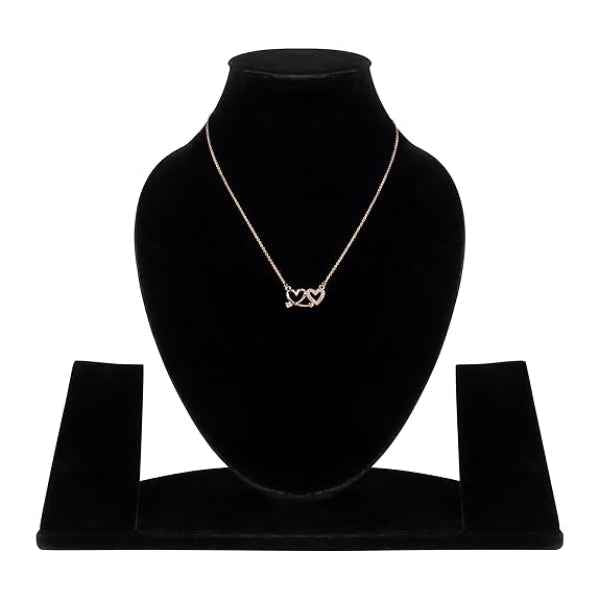 Double Heart Necklace in Gold - Dainty Sparkling Heart Pendant