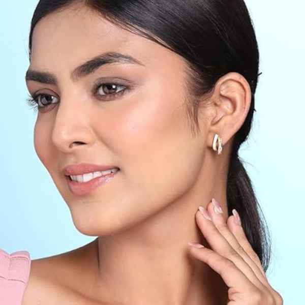 Chic Baguette Hoop Earrings | Gold-Plated Enamel | Modern Jewelry