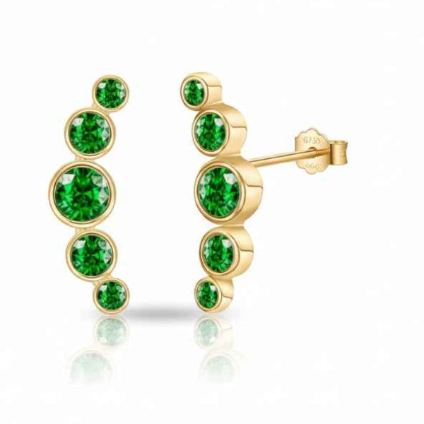 Emerald Ear Climbers | Sterling gold Green Crystal Crawler Earrings