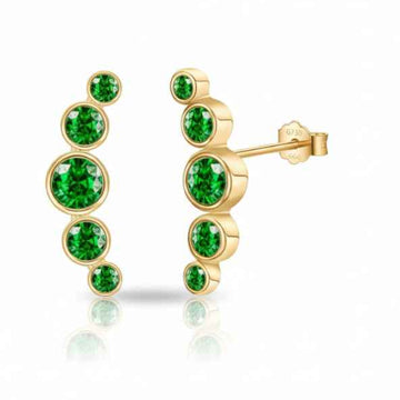 Emerald Ear Climbers | Sterling gold Green Crystal Crawler Earrings