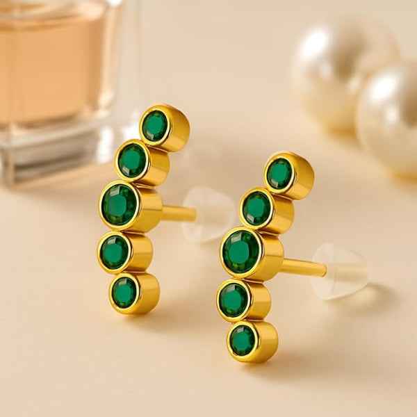 Emerald Ear Climbers | Sterling gold Green Crystal Crawler Earrings