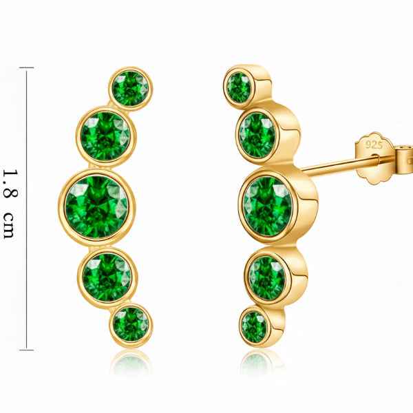 Emerald Ear Climbers | Sterling gold Green Crystal Crawler Earrings