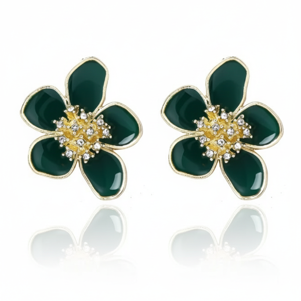 Luxurious Emerald Floral Stud Earrings | Premium Designer Jewelry