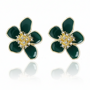 Luxurious Emerald Floral Stud Earrings | Premium Designer Jewelry
