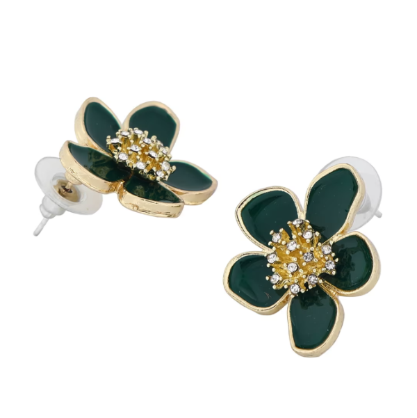 Luxurious Emerald Floral Stud Earrings | Premium Designer Jewelry - LA Miraya