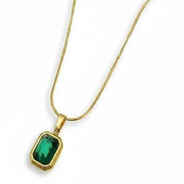 Emerald Pendant Necklace | Gold Statement Jewelry | Green Gemstone Dainty