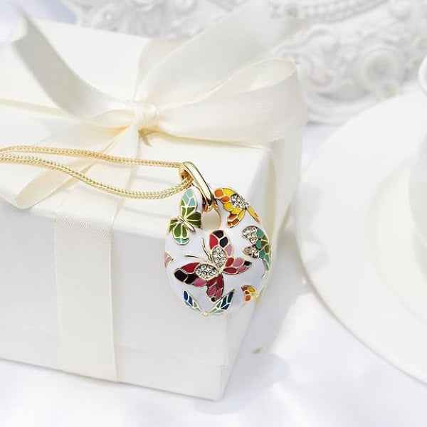 Artisan Enamel Butterfly Pendant – Colorful Statement Necklace