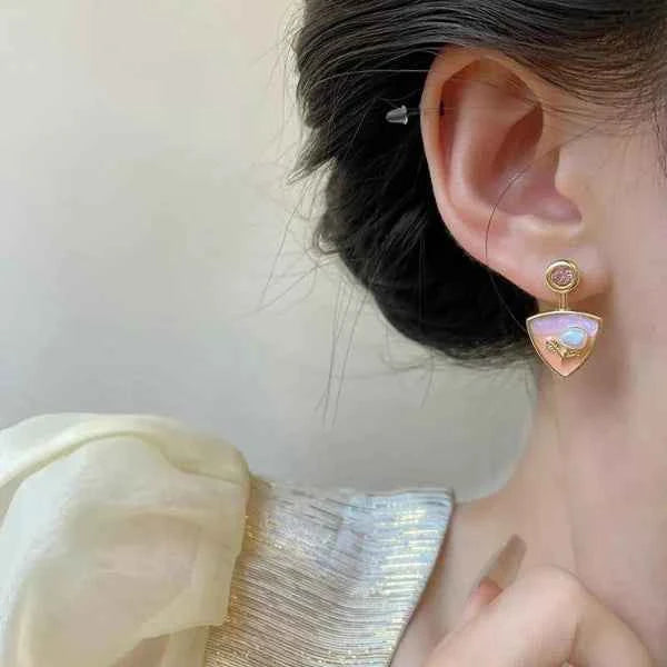 Enamel Pearl Floral Studs | Vintage Inspired Gold Pink Leaf Jewelry
