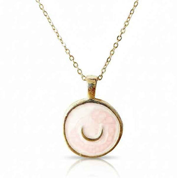 Minimalist Enamel Pendant Necklace with Dainty Gold Moon Charm