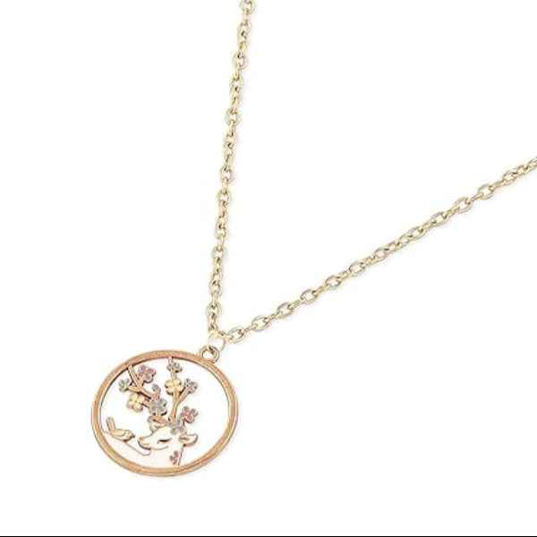 Elegant Enamelled Deer Floral Pendant Necklace | Contemporary Women's Jewelry