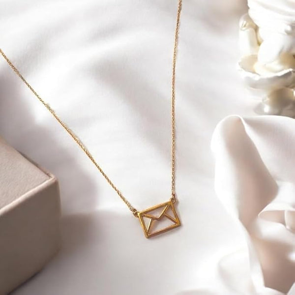Dainty Gold Envelope Necklace | Message Jewelry & Love Letter Charm - LA Miraya