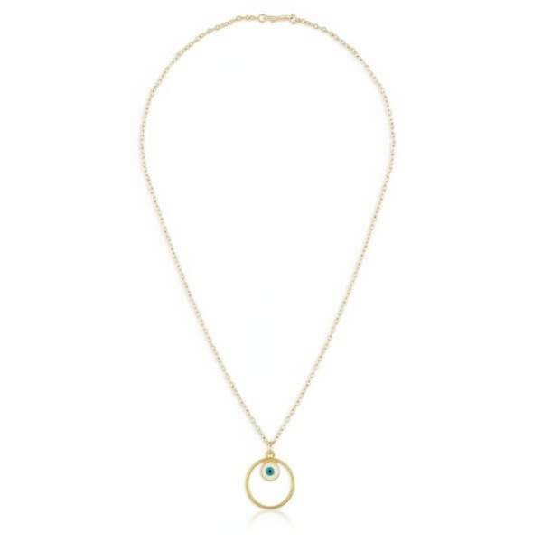 Evil Eye Gold Plated Pendant Necklace – Dainty Circle Protection Jewelry