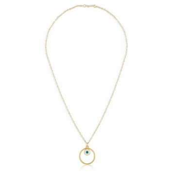 Evil Eye Gold Pendant Necklace – Dainty Circle Protection Jewelry