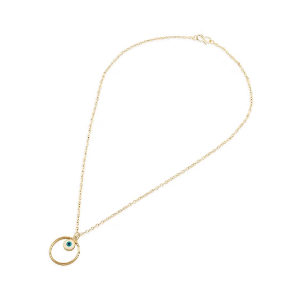 Evil Eye Gold Pendant Necklace – Dainty Circle Protection Jewelry
