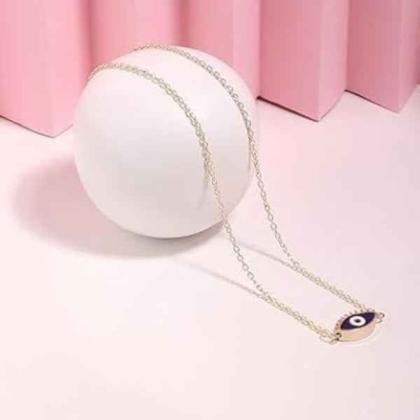 Rose Gold Evil Eye Pendant | White Enamel Protection Charm