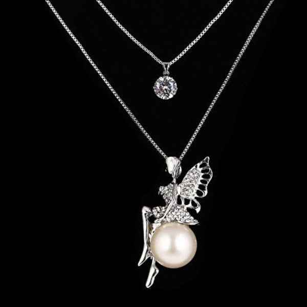 Fairy Pearl Layered Silver Necklace | Crystal & Whimsical Design