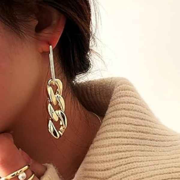 Fashion Geometric Dangler Earrings | Western Style Statement Gold Jewelry