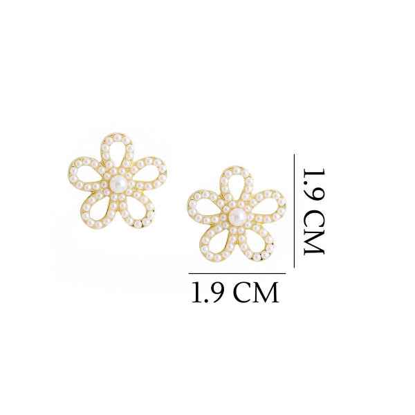 Chic Faux Pearl Flower Stud Earrings | Elegant Daisy Jewelry