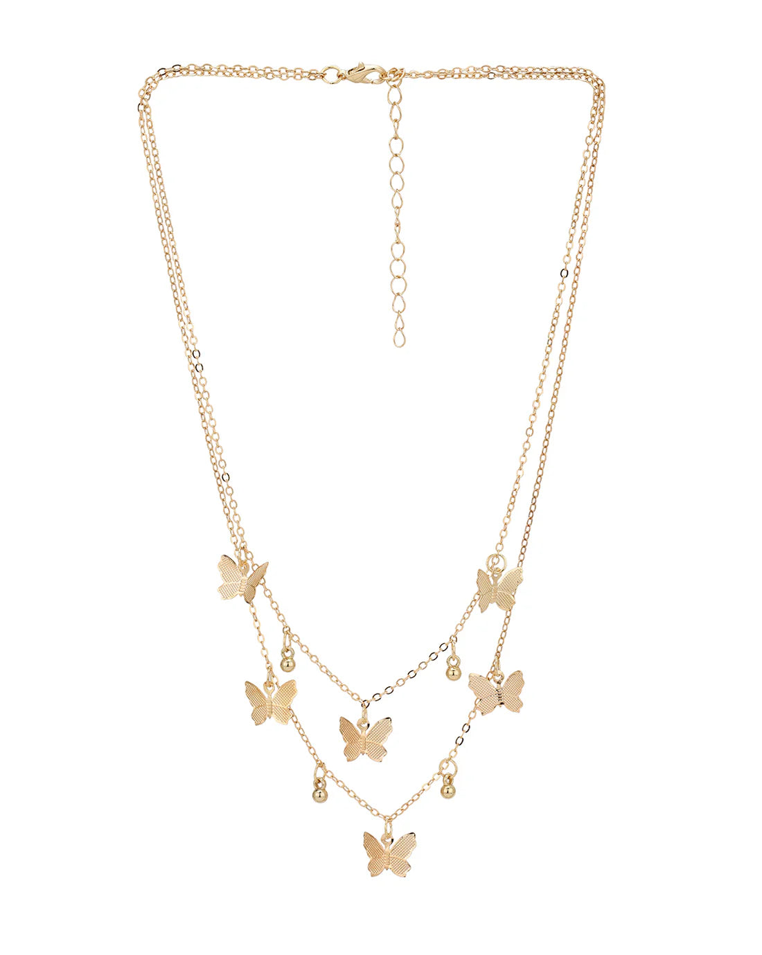 Pack of 2 Gold Plated Butterfly Necklace | Layered Butterfly Pendant Choker with Dainty Butterfly Charm Necklace