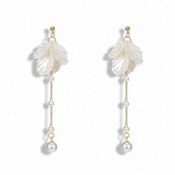 Floral Drop Earrings | 14k Gold Plated Flower Design Dangler Jewelry