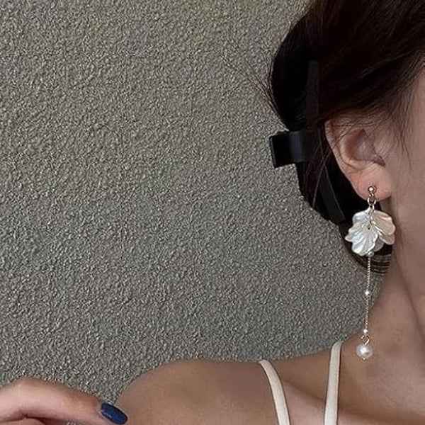 Floral Drop Earrings | 14k Gold Plated Flower Design Dangler Jewelry