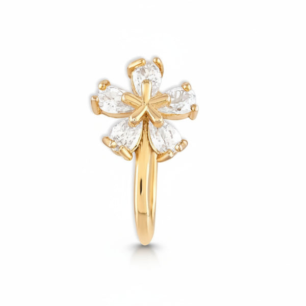 Floral Gold Nose Pin - Sparkling Crystal Stud Nose Pin for Women