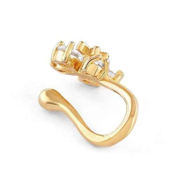 Floral Gold Nose Pin - Sparkling Crystal Stud Nose Pin for Women