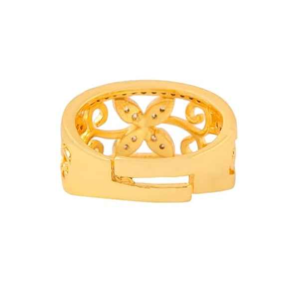 Flower Band Golden Ring - Shimmering Crystal Floral Statement Band