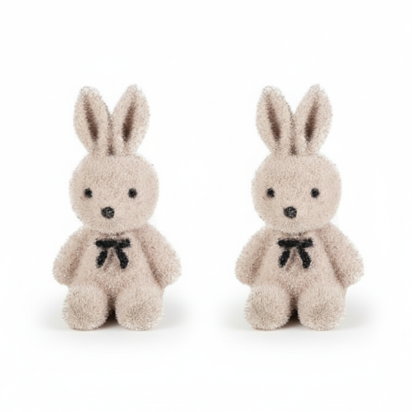 Fluffy Rabbit Studs: Cute Animal Earrings for Women & Girls