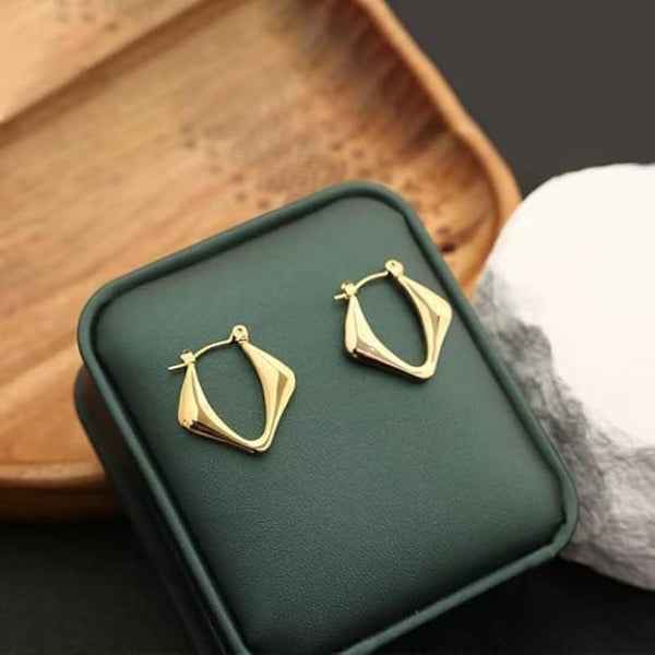 14k Gold Geometric Hoop Earrings – Trendy Daily Wear Jewelry