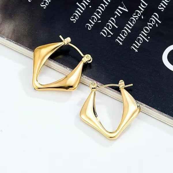 14k Gold Geometric Hoop Earrings – Trendy Daily Wear Jewelry