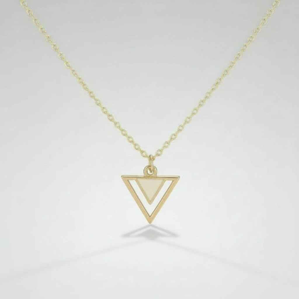 Gold Geometric Triangle Pendant Necklace | Minimalist Layering Jewelry