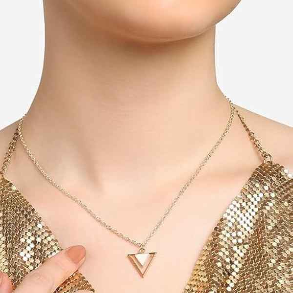 Gold Geometric Triangle Pendant Necklace | Minimalist Layering Jewelry