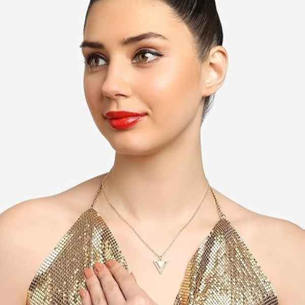 Gold Geometric Triangle Pendant Necklace | Minimalist Layering Jewelry