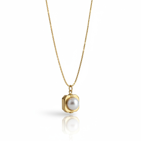 Chic Geometric Pearl Pendant Necklace | Modern Gold Plated Jewelry
